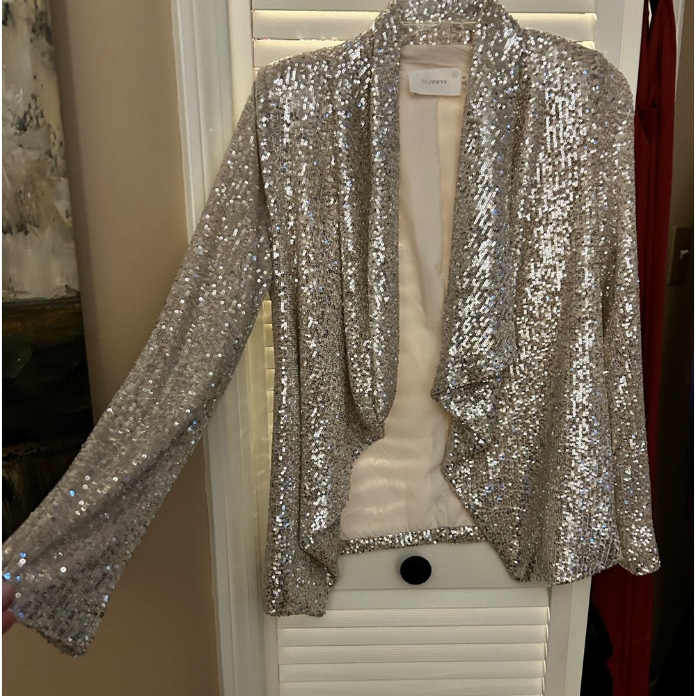 Six Fifty gold sequin blazer NWOT
